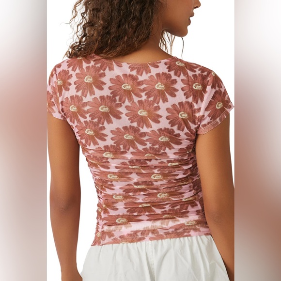 Free People Keep It Simple Mesh Baby Tee in Sweet Combo - Picture 3 of 8